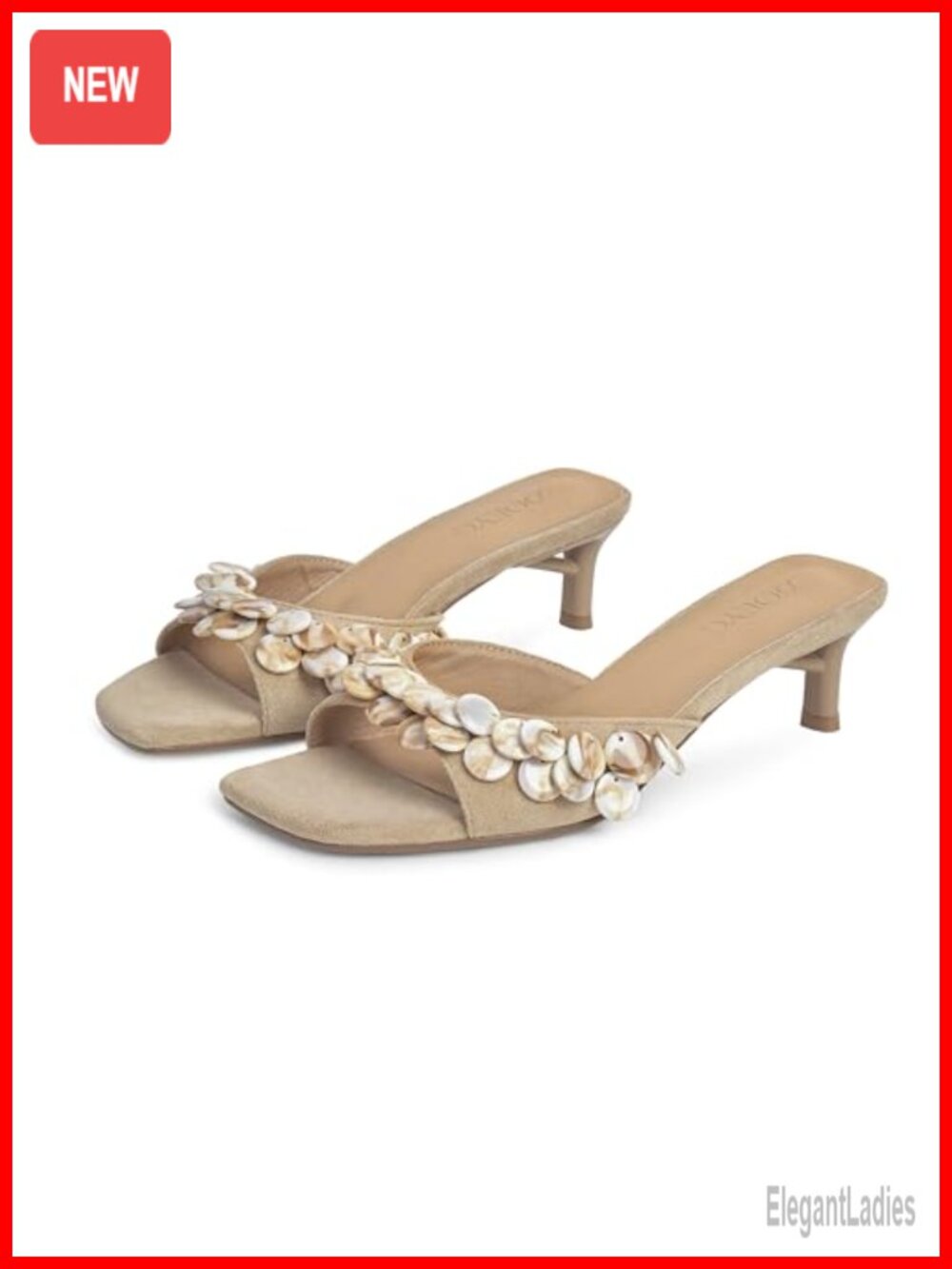 Suede Kitten Heel Slide Sandals Square Open Toe Slip On Mule Women